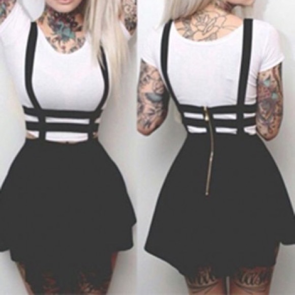 Urban Coco Dresses & Skirts - Urban Coco A-Line Caged Suspenders Dress Skirt Black Small